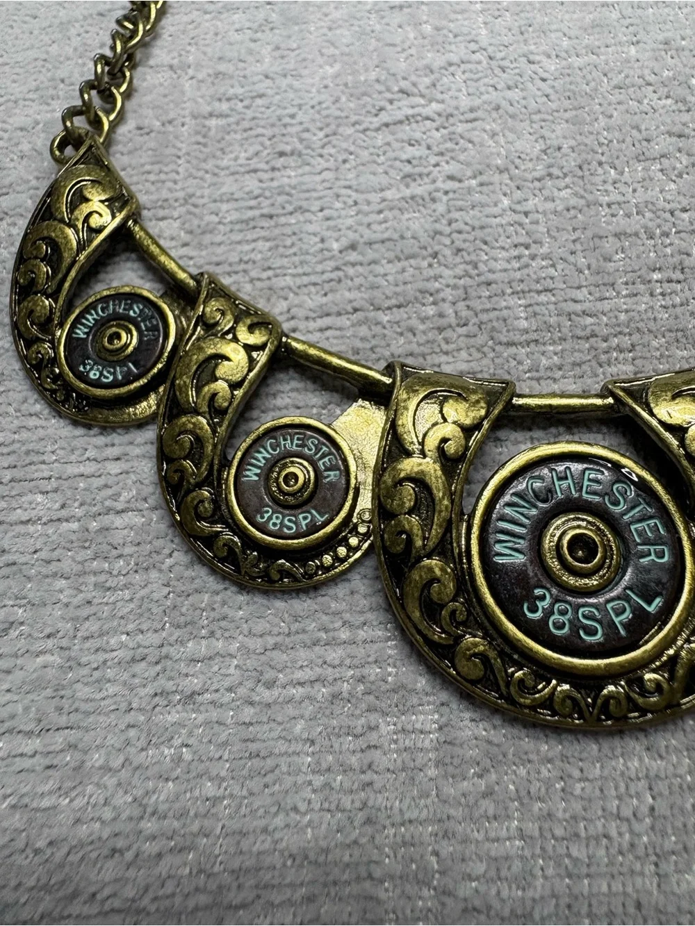 Necklace Western Steampunk Bullet Winchester Brass Statement Collar